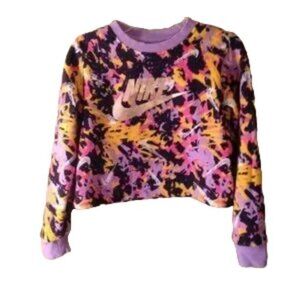 Nike Shine All Over Print Fleece Crew Top Medium (Girl)